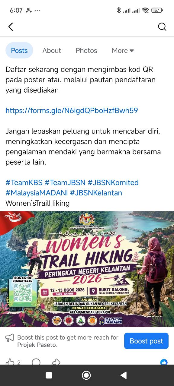 Program Women's Trail Hiking peringkat negeri Kelantan